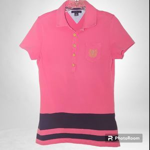 Tommy Hilfiger Women's Short Sleeve Pink Polo Shirt Size Medium Embroidered LOGO